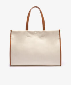 Lacoste Large Heritage Canvas Tote Bag Natural Tan