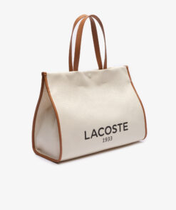 Lacoste Large Heritage Canvas Tote Bag Natural Tan