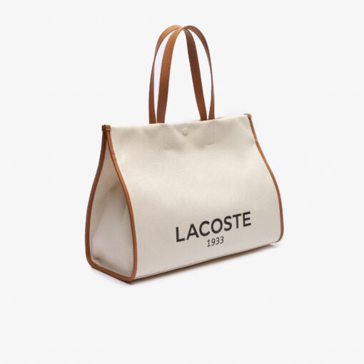 Lacoste Large Heritage Canvas Tote Bag Natural Tan