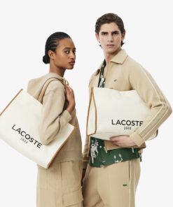 Lacoste Large Heritage Canvas Tote Bag Natural Tan