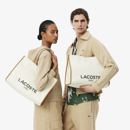 Lacoste Large Heritage Canvas Tote Bag Natural Tan
