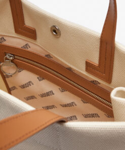 Lacoste Large Heritage Canvas Tote Bag Natural Tan