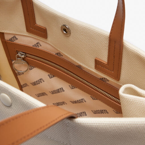 Lacoste Large Heritage Canvas Tote Bag Natural Tan
