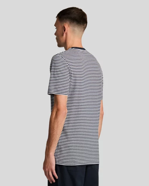 Lyle & Scott Linen Blend Breton Stripe T-Shirt Dark Navy/ White