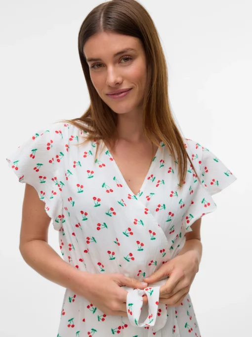Vmpage Long Wrap Cherry Dress Snow White