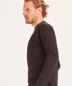 Knowledge Cotton Apparel Viggo Badge Long Sleeve Black Jet