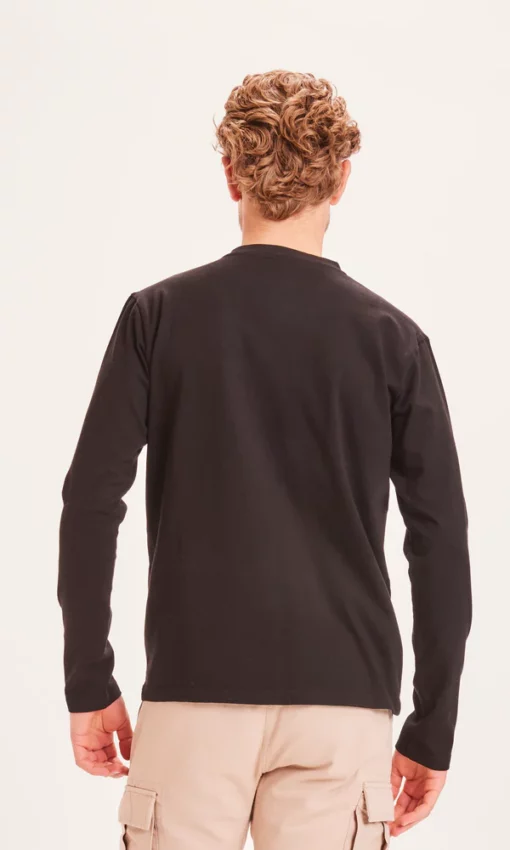 Knowledge Cotton Apparel Viggo Badge Long Sleeve Black Jet