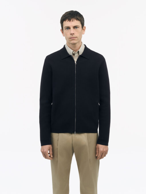 Tiger of Sweden Celyn Wool Blend Zip-up Cardigan Dark Blue
