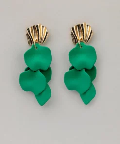 Bow19 Detail Wave Earrings Strong Green