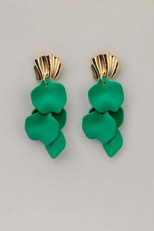 Bow19 Detail Wave Earrings Strong Green