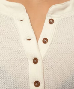 Nudie Jeans Mira Henley Waffle Egg White