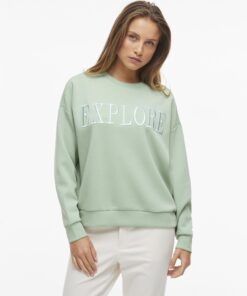 Vila Reflect New Emb Sweatshirt Silt Green