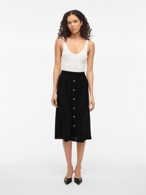 Vijosa Midi Button Skirt Black