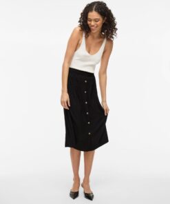 Vijosa Midi Button Skirt Black