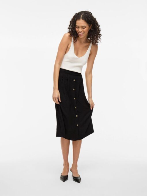 Vijosa Midi Button Skirt Black