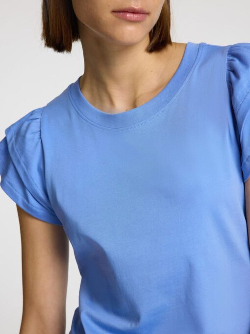 Selected Femme Camila Ruffle Tee Cornflower Blue