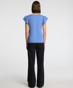 Selected Femme Camila Ruffle Tee Cornflower Blue
