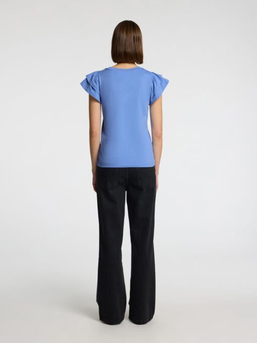 Selected Femme Camila Ruffle Tee Cornflower Blue
