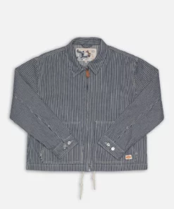 Nudie Jeans Jade Striped Zip Jacket Blue/Offwhite