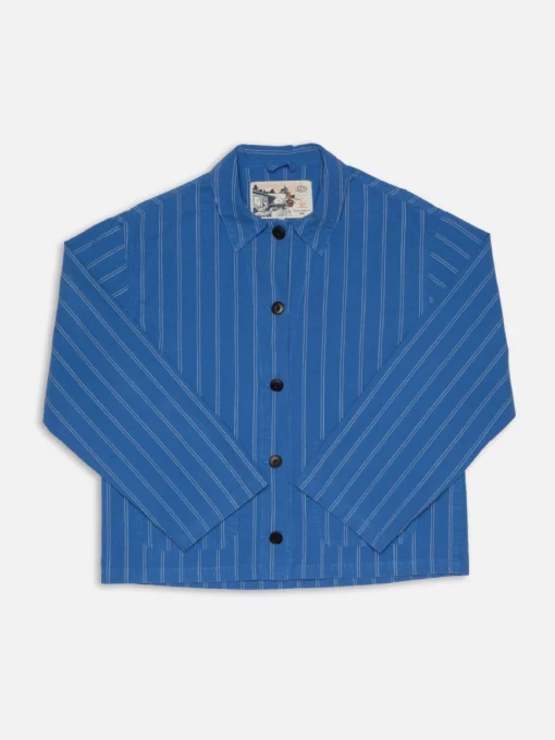 Nudie Jeans Kicki Striped Workwear Jacket Blue/Offwhite