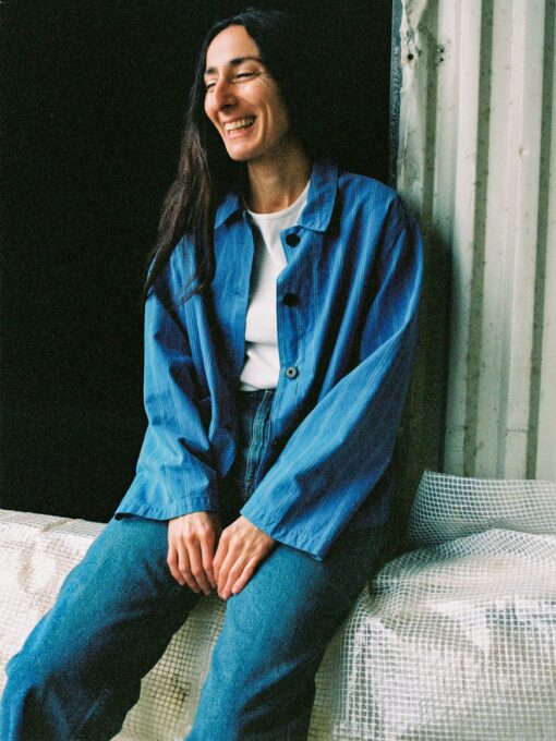 Nudie Jeans Kicki Striped Workwear Jacket Blue/Offwhite