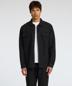 Selected Homme Leroy Linen Blend Overshirt Black