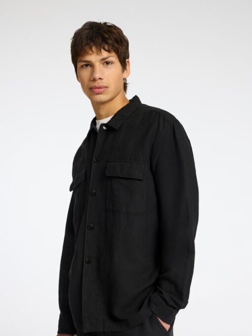 Selected Homme Leroy Linen Blend Overshirt Black