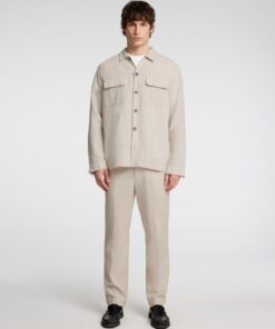 Selected Homme Leroy Linen Blend Overshirt Pure Cashmere