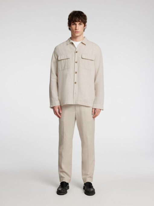 Selected Homme Leroy Linen Blend Overshirt Pure Cashmere
