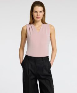 Selected Femme Tenny Sleeveless V-Neck Top Bleached Mauve