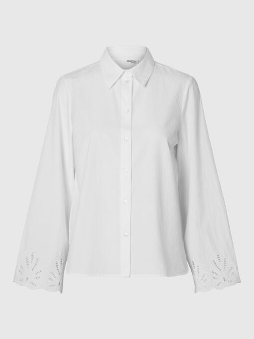 Selected Femme Dahlia Broderie Shirt Bright White
