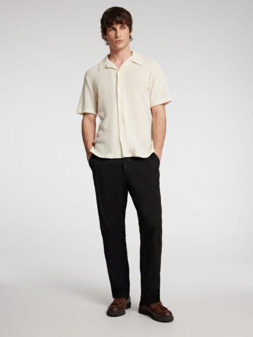 Selected Homme Reg Tape Ace Thais Summer Pant Black