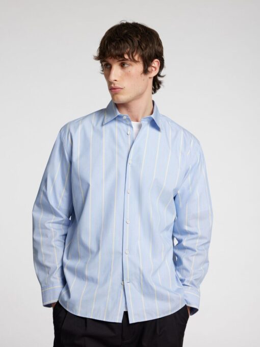 Selected Homme Relaxed Ben Stripe Shirt Light Blue