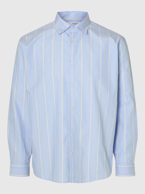 Selected Homme Relaxed Ben Stripe Shirt Light Blue