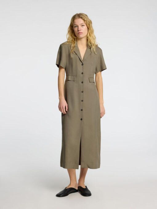 Selected Femme Natuk Buttoned Ankle Dress Vetiver