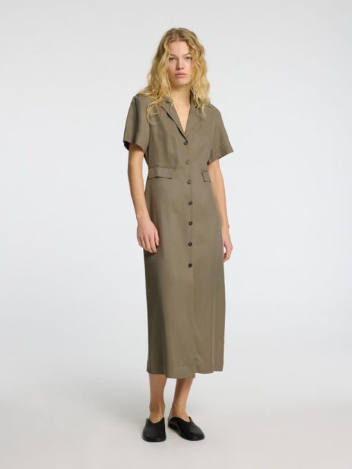 Selected Femme Natuk Buttoned Ankle Dress Vetiver