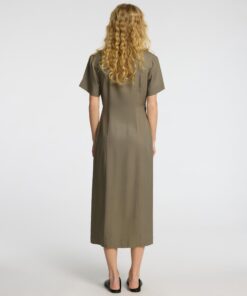 Selected Femme Natuk Buttoned Ankle Dress Vetiver