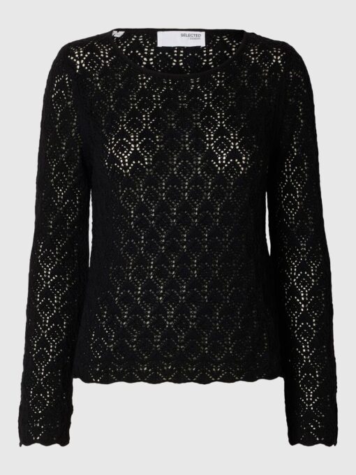 Selected Femme Niva Knit O-Neck Top Black