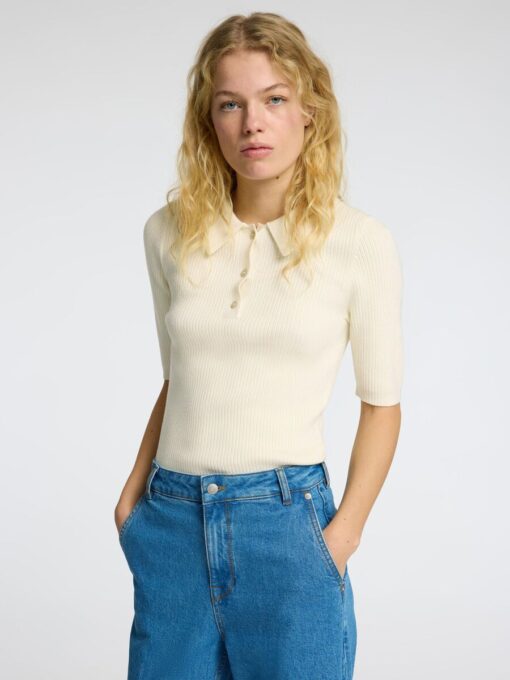 Selected Femme Helen Knit Collar Shirt Birch