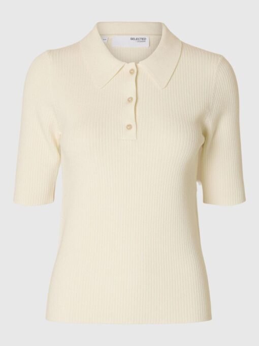 Selected Femme Helen Knit Collar Shirt Birch