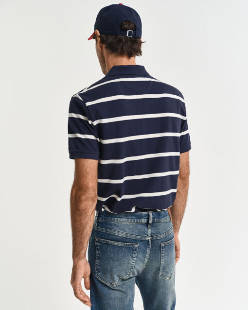 Gant Striped Polo Shirt Evening Blue