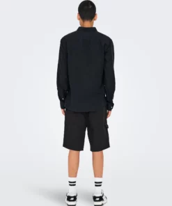 Only & Sons Caiden Solid Linen Shirt Black