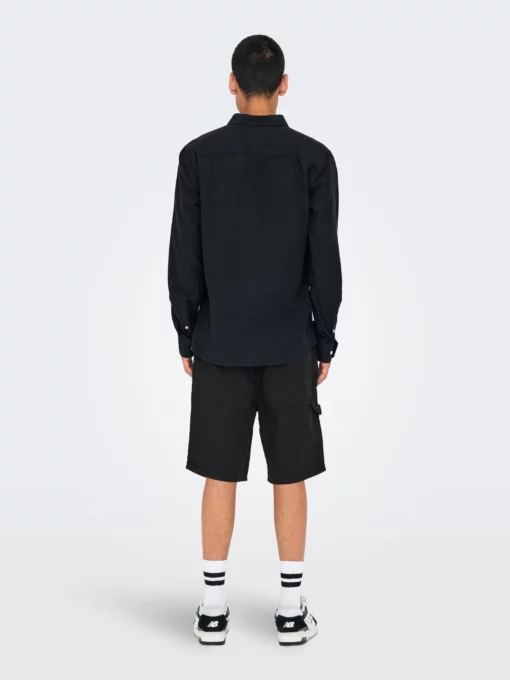 Only & Sons Caiden Solid Linen Shirt Black