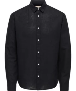 Only & Sons Caiden Solid Linen Shirt Black