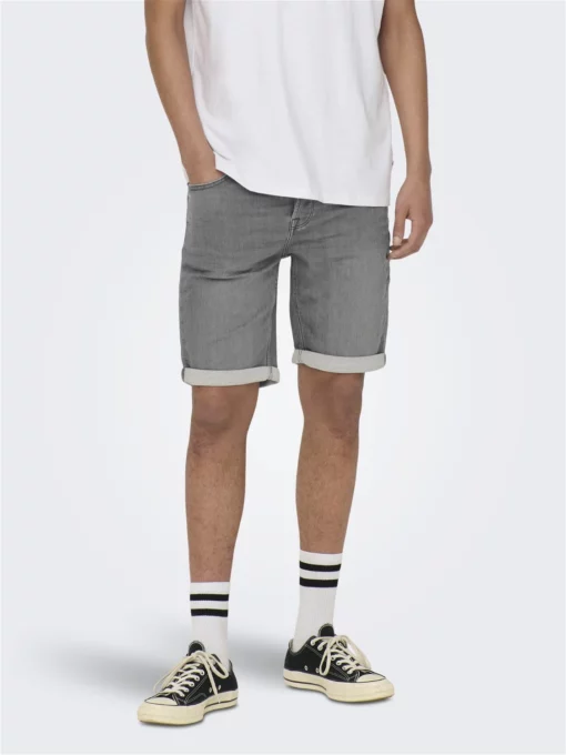 Only & Sons Ply Life Denim Shorts Grey