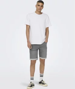 Only & Sons Ply Life Denim Shorts Grey