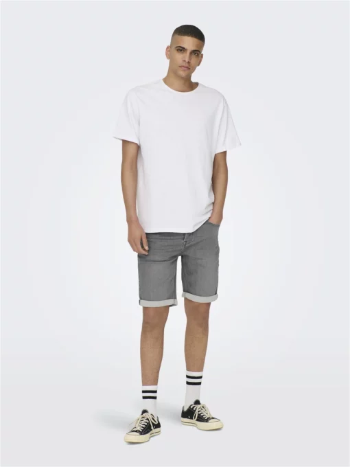 Only & Sons Ply Life Denim Shorts Grey