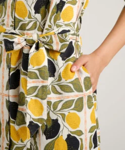 Dedicated Shirt Dress Orrefors Lemon Tiles Oat White