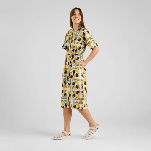 Dedicated Shirt Dress Orrefors Lemon Tiles Oat White