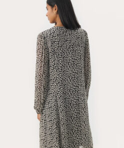 Part Two Piyanna Dress Black Mini Grid Flower